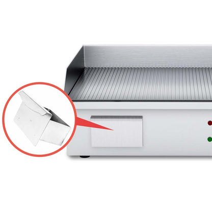 SOGA 2X Electric Stainless Steel Ribbed Griddle Commercial Grill BBQ Hot Plate LUZ-Griddle818-10GX2