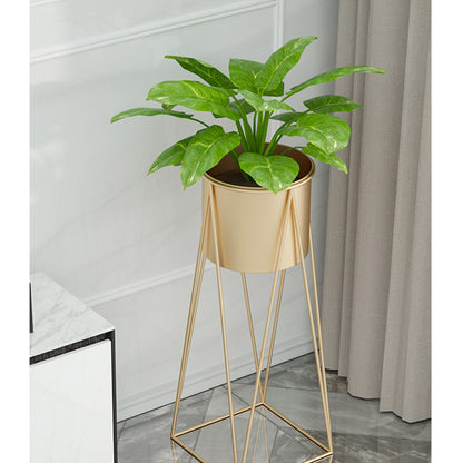 SOGA 2X 70cm Gold Metal Plant Stand with Gold Flower Pot Holder Corner Shelving Rack Indoor Display LUZ-FPotH72GLDX2