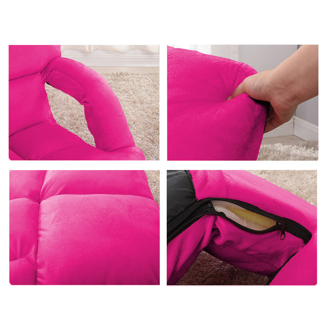 SOGA Foldable Lounge Cushion Adjustable Floor Lazy Recliner Chair with Armrest Pink LUZ-LoungeKidPink