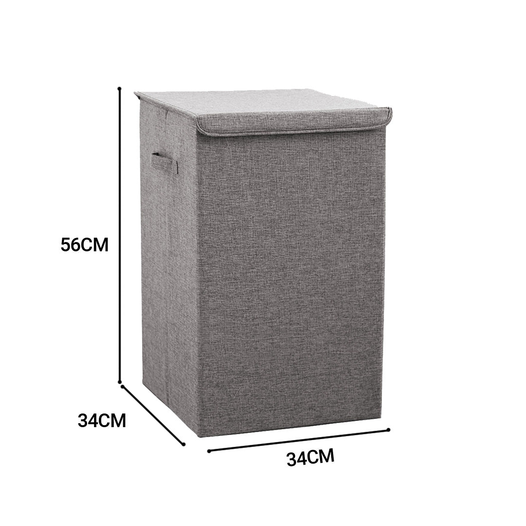 SOGA 2X  Grey Medium Collapsible Laundry Hamper Storage Box Foldable Canvas Basket Home Organiser Decor LUZ-SBox101X2