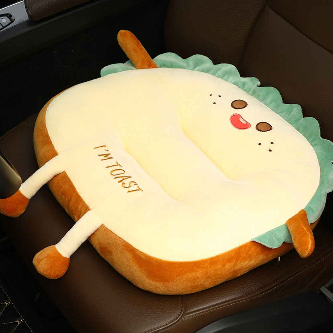 SOGA 2X Cute Face Toast Bread Cushion Stuffed Car Seat Plush Cartoon Back Support Pillow Home Decor LUZ-SCushion042X2