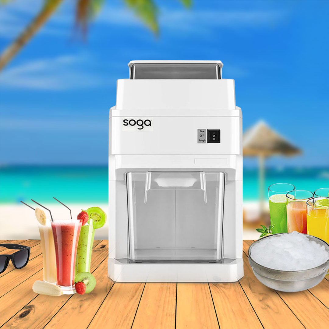 SOGA 2X 300 Watts Electric Ice Shaver Crusher Slicer Snow Cone Maker Commercial Tabletop Machine 120kgs/h White LUZ-CommercialElectricIceShaver288X2