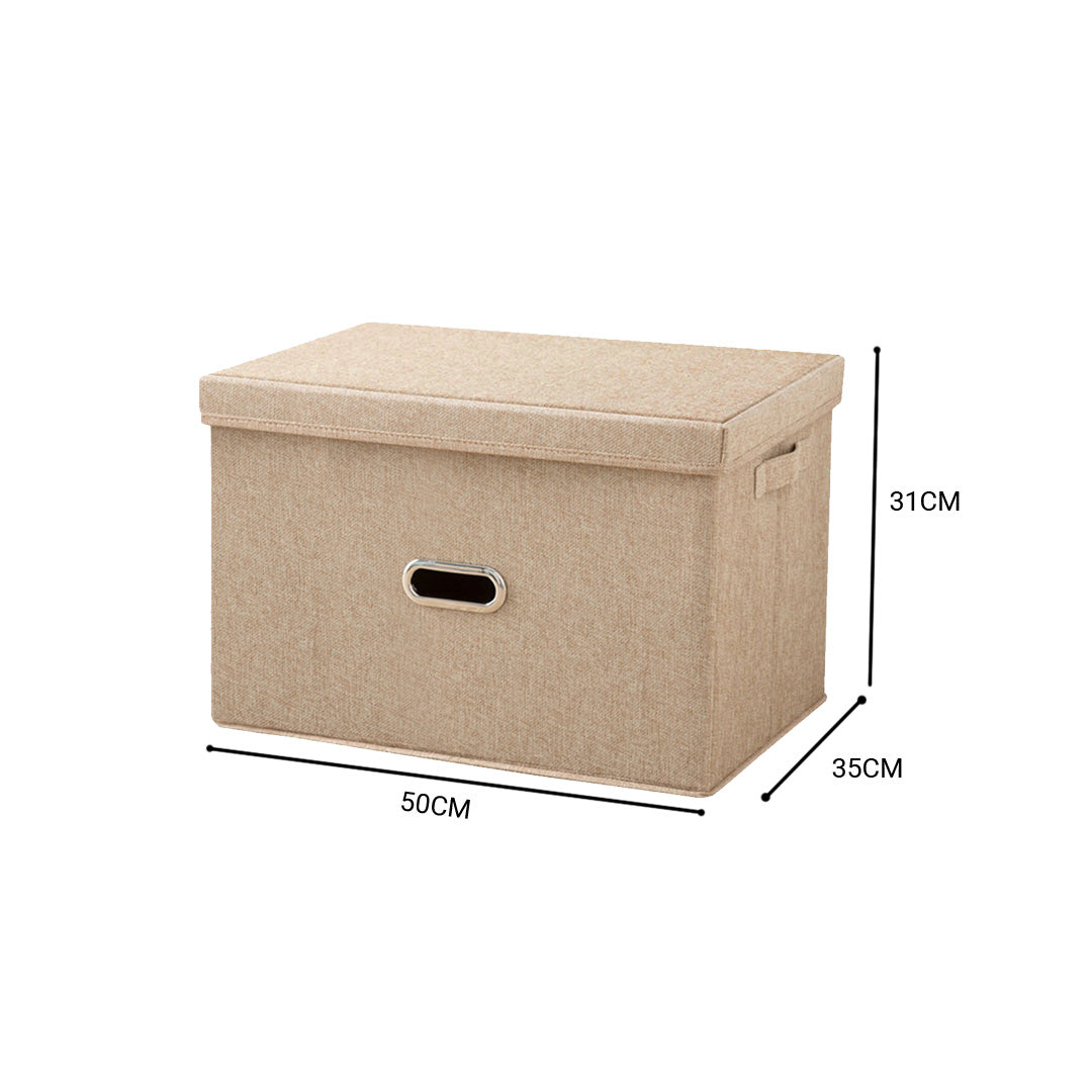 SOGA Beige Super Large Foldable Canvas Storage Box Cube Clothes Basket Organiser Home Decorative Box LUZ-SBox008