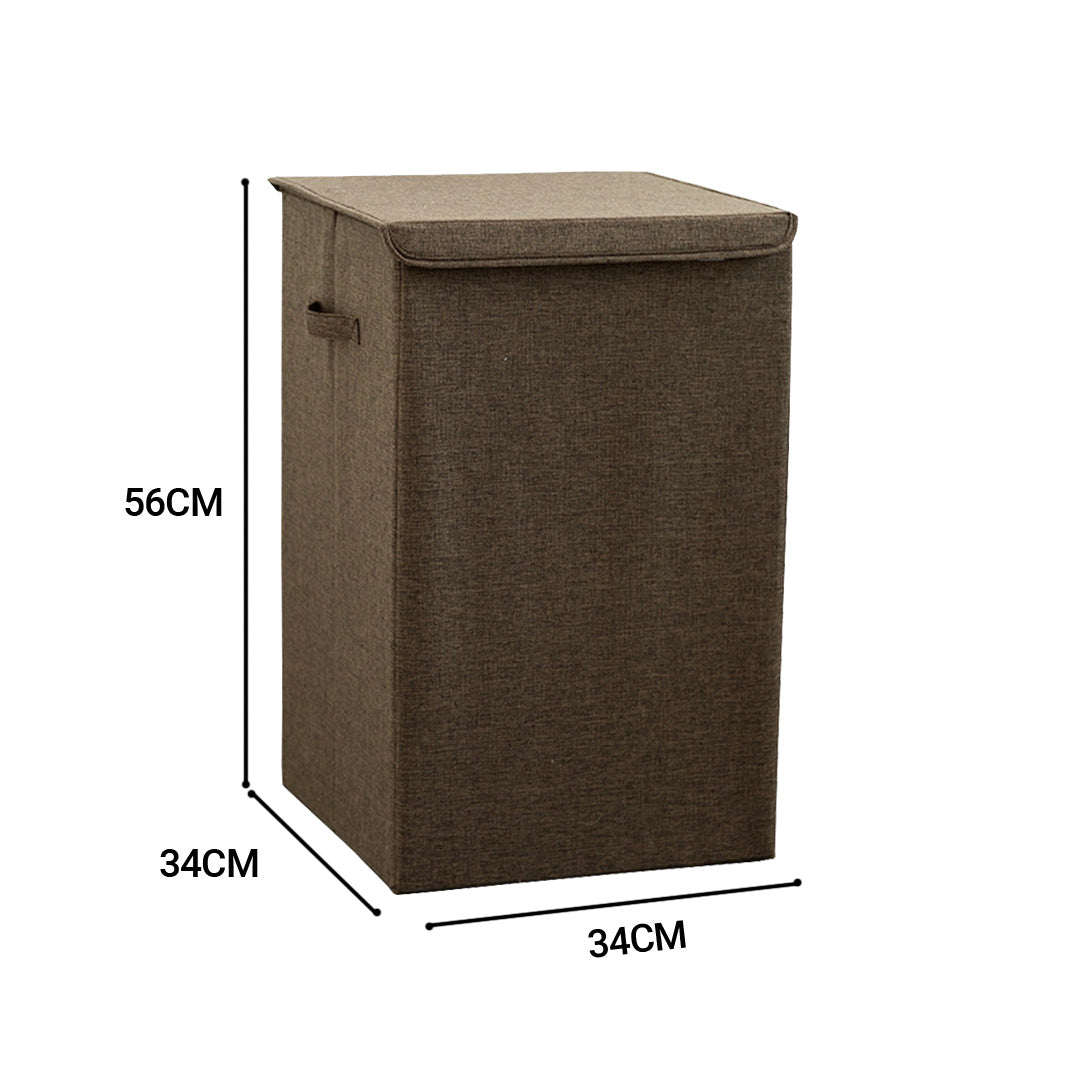 SOGA 2X Coffee Medium Collapsible Laundry Hamper Storage Box Foldable Canvas Basket Home Organiser Decor LUZ-SBox105X2