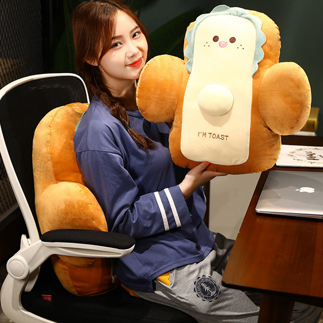 SOGA 48cm Cute Face Toast Bread Cushion Stuffed Car Seat Plush Cartoon Back Support Pillow Home Decor LUZ-SCushion061