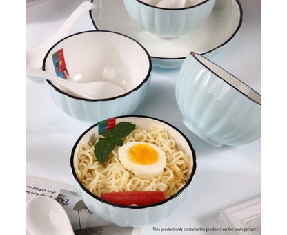SOGA Blue Japanese Style Ceramic Dinnerware Crockery Soup Bowl Plate Server Kitchen Home Decor Set of 9 LUZ-BowlG305