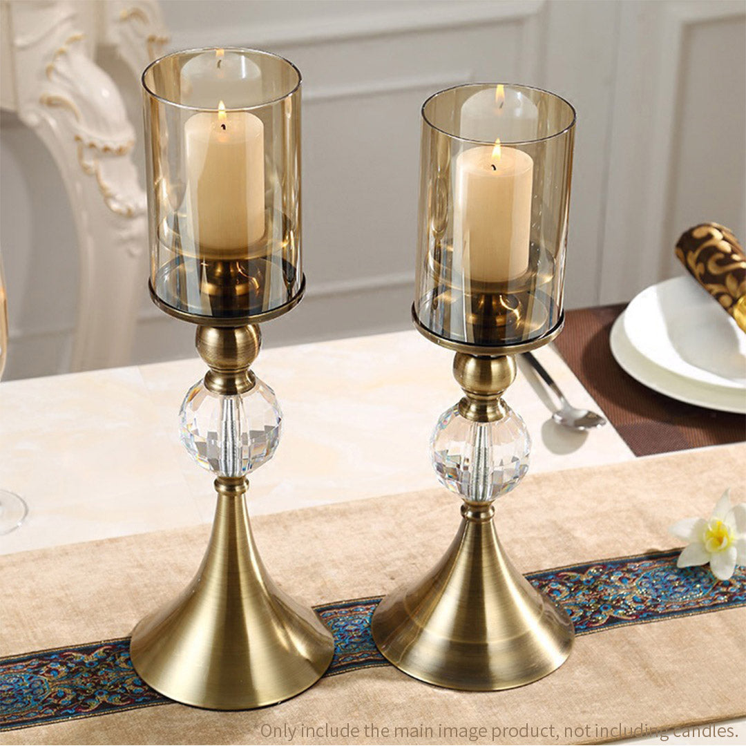 SOGA 38cm Glass Candle Holder Candle Stand Glass/Metal LUZ-CandleStickBSmall