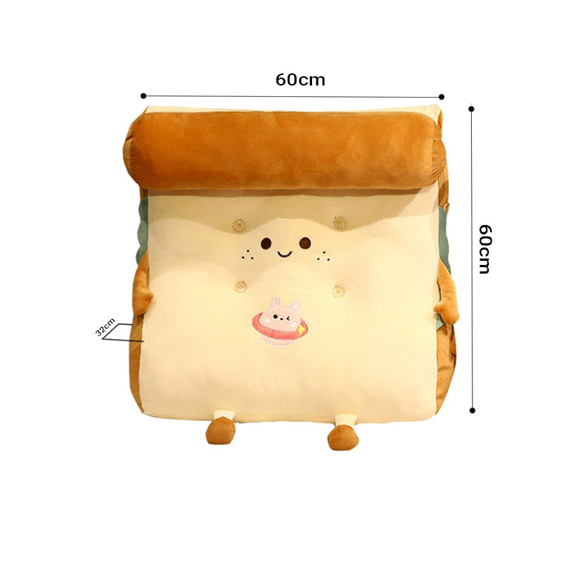 SOGA Smiley Face Toast Bread Wedge Cushion Stuffed Plush Cartoon Back Support Pillow Home Decor LUZ-SCushion021