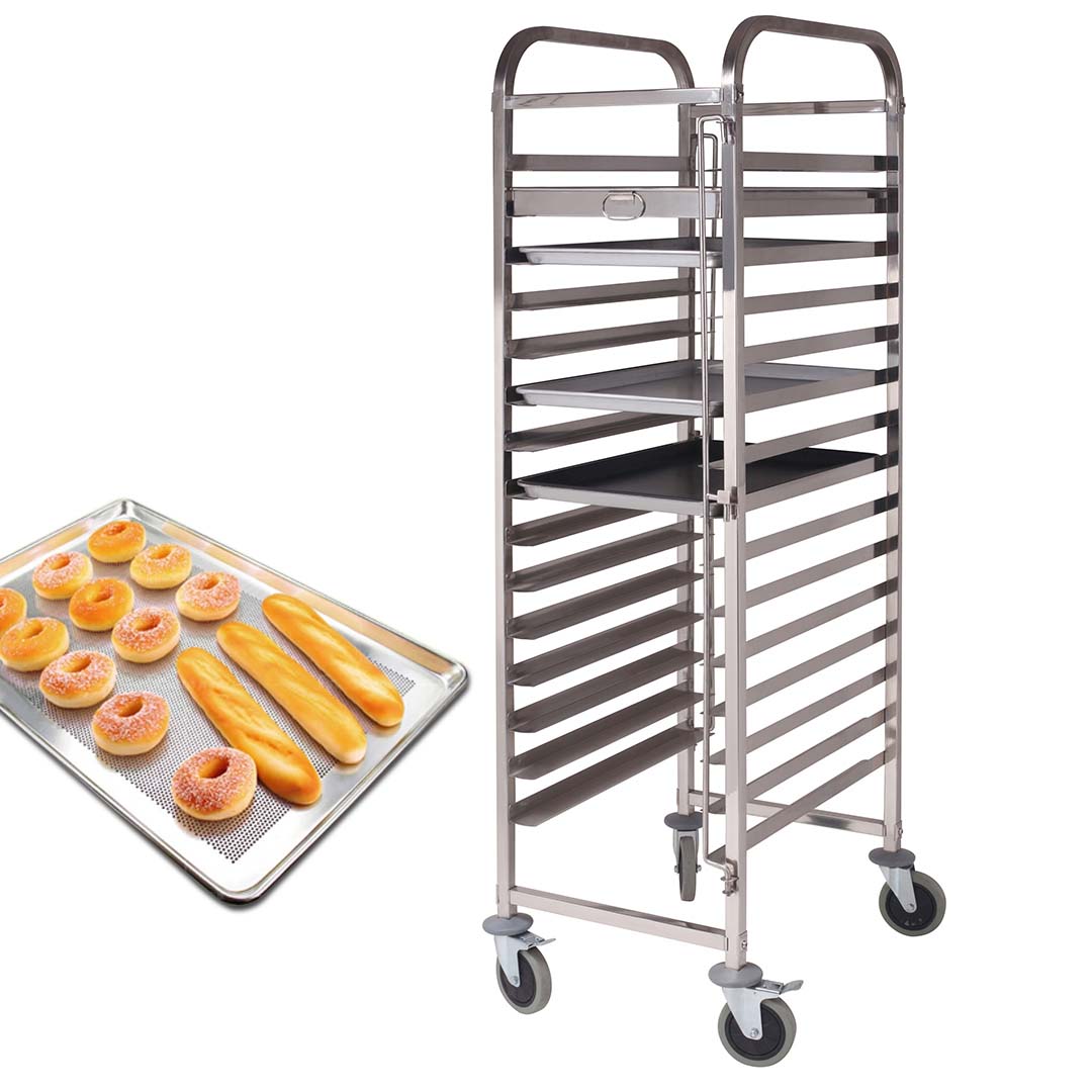 SOGA Gastronorm Trolley 15 Tier Stainless Steel Cake Bakery Trolley Suits 60*40cm Tray LUZ-GastronormRackingTrolley309