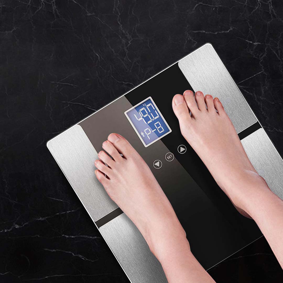 SOGA Digital Electronic LCD Bathroom Body Fat Scale Weighing Scales Weight Monitor Black/Blue LUZ-BodyFatScale1302BLK-BLU