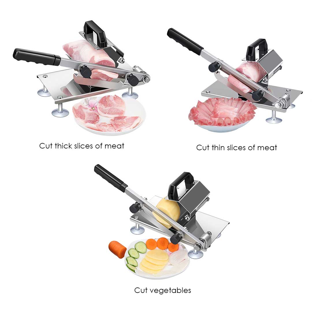 SOGA Manual Frozen Meat Slicer Handle Meat Cutting Machine 18/10 Commercial Grade Stainless Steel LUZ-MeatSlicerManual