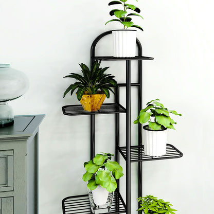 SOGA 2X 7 Tier 8 Pots Black Metal Plant Stand Flowerpot Display Shelf Rack Indoor Home Office Decor LUZ-FPotH05X2