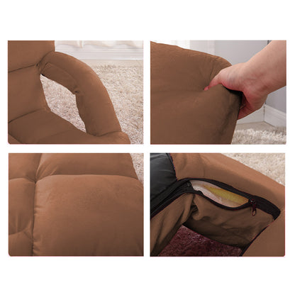 SOGA Foldable Lounge Cushion Adjustable Floor Lazy Recliner Chair with Armrest Coffee LUZ-LoungeKidCoffee