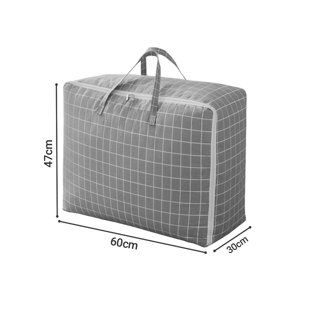 SOGA Grey Plaid  Super Large Storage Luggage Bag Double Zipper Foldable Travel Organiser Essentials LUZ-SBox203