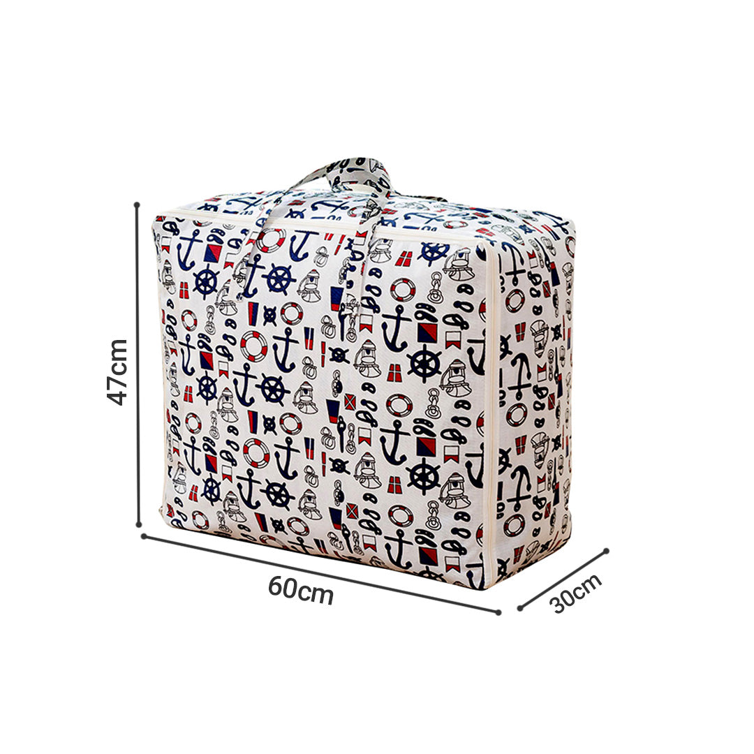 SOGA Nautical Icons Super Large Storage Luggage Bag Double Zipper Foldable Travel Organiser Essentials LUZ-SBox206