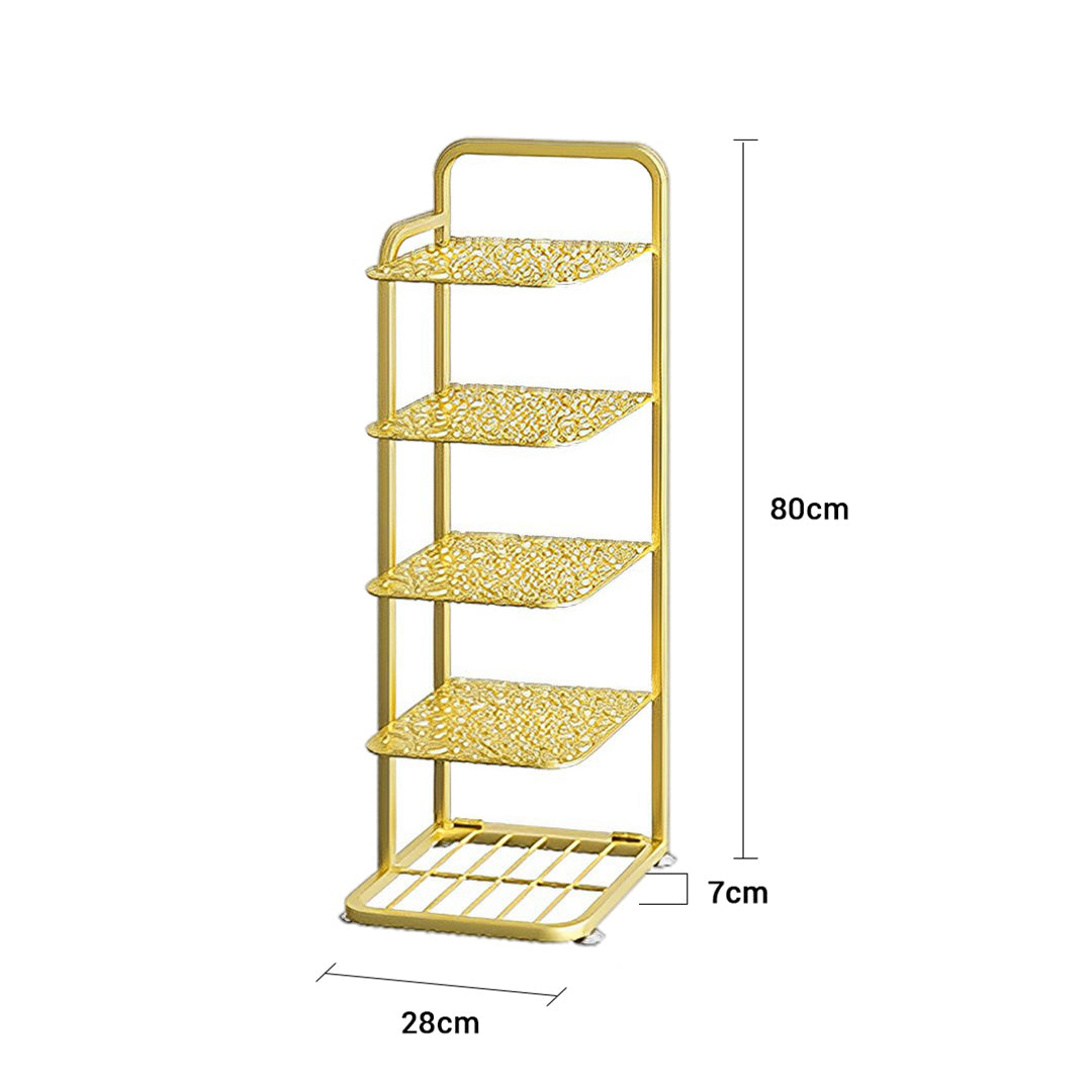 SOGA 2X 5 Tier Gold Plated Metal Shoe Organizer Space Saving Portable Footwear Storage Shelf LUZ-FPotXJ12X2