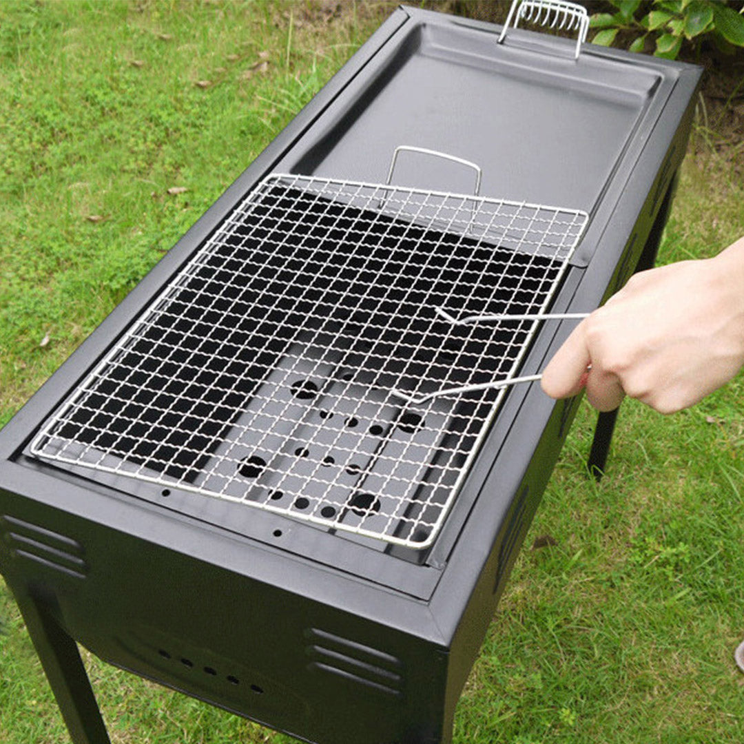 SOGA 2X 66cm Portable Folding Thick Box-Type Charcoal Grill for Outdoor BBQ Camping LUZ-CharcoallBoxC1X2