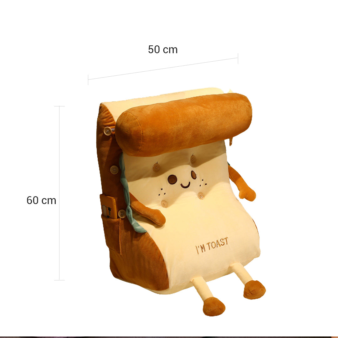 SOGA 2X Smiley Face Toast Bread Wedge Cushion Stuffed Plush Cartoon Back Support Pillow Home Decor LUZ-SCushion023X2