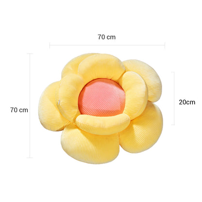 SOGA 2X  Yellow Double Flower Shape Cushion Soft Bedside Floor Plush Pillow Home Decor LUZ-SCushion003X2