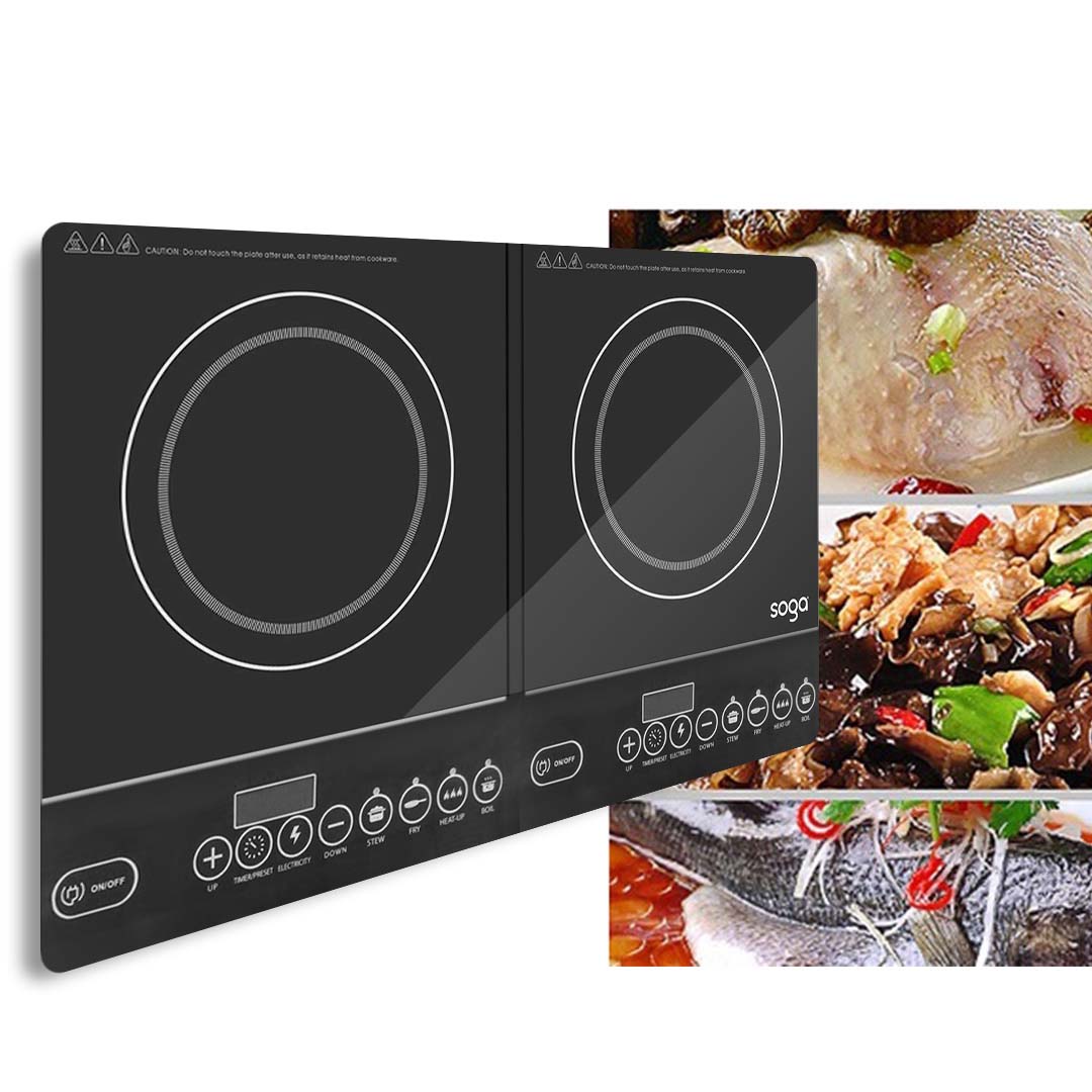 SOGA Cooktop Portable Induction LED Electric Double Duo Hot Plate Burners Cooktop Stove LUZ-ElectricCooktopDouble