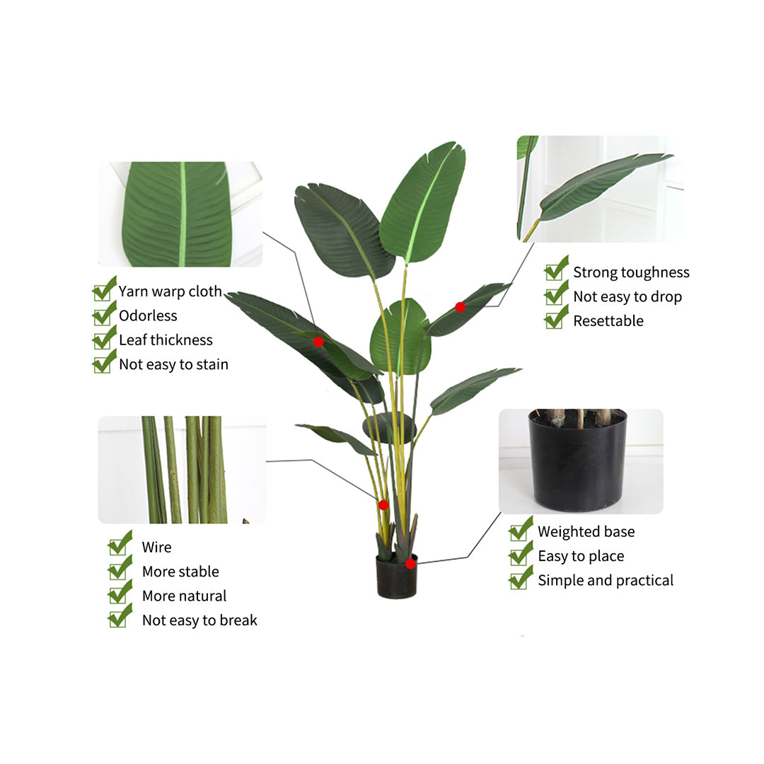 SOGA 180cm Green Artificial Indoor Nordic Wind Traveller Banana Plant Fake Decorative Tree LUZ-APlantFHM18013