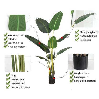 SOGA 4X 120cm Artificial Green Indoor Traveler Banana Fake Decoration Tree Flower Pot Plant LUZ-APlantFHM1208X4