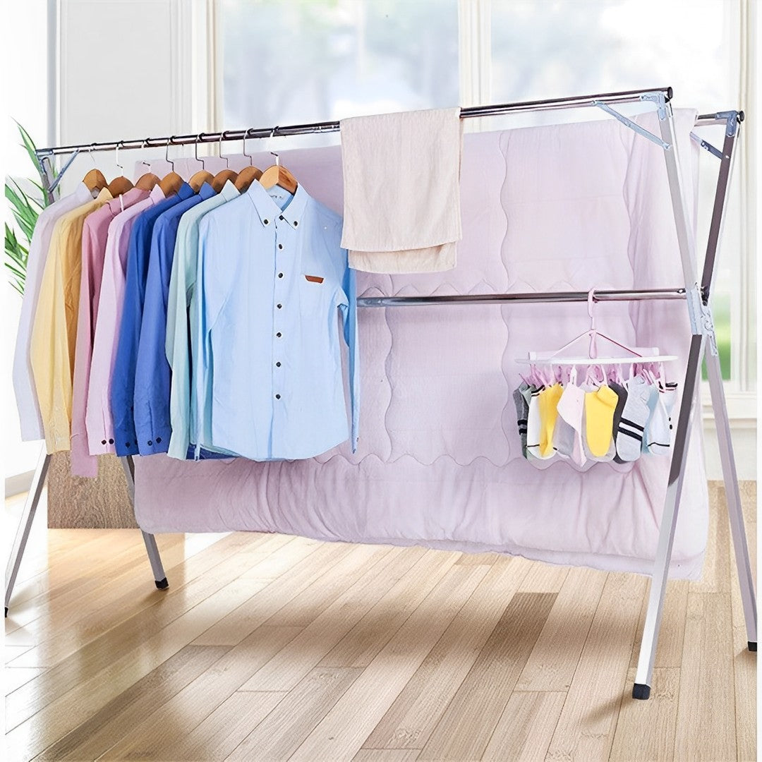 SOGA 2X  2m Portable Standing Clothes Drying Rack Foldable Space-Saving Laundry Holder Indoor Outdoor LUZ-BSXG2509X2