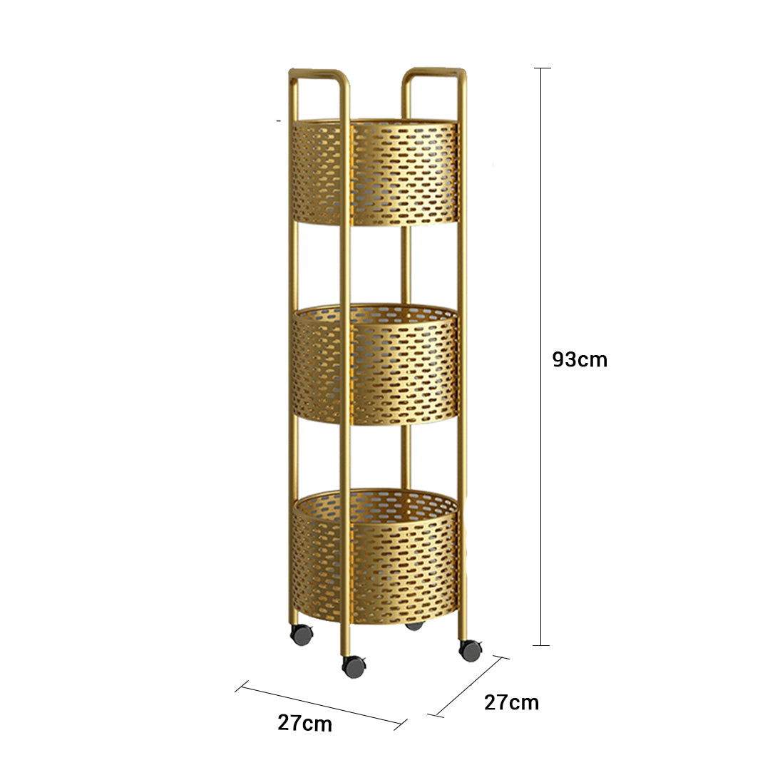 SOGA 3 Tier Bathroom Shelf Multifunctional Storage Display Rack Organiser with wheels LUZ-FPotZWJ25