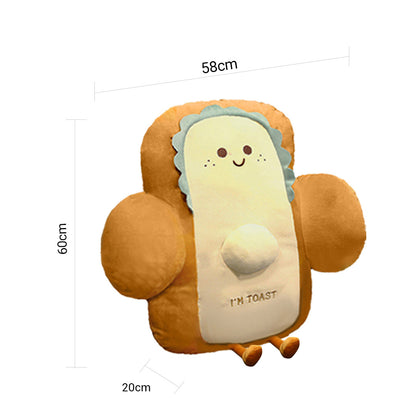 SOGA 58cm Cute Face Toast Bread Cushion Stuffed Car Seat Plush Cartoon Back Support Pillow Home Decor LUZ-SCushion063