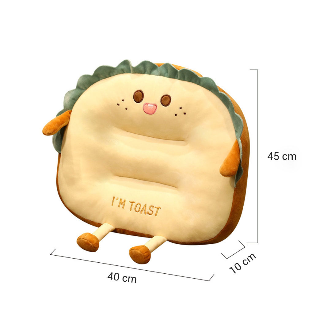 SOGA 2X Cute Face Toast Bread Cushion Stuffed Car Seat Plush Cartoon Back Support Pillow Home Decor LUZ-SCushion042X2