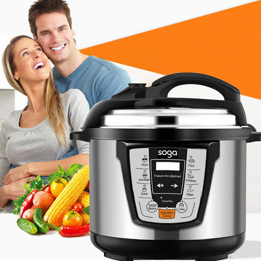 SOGA 2X Electric Stainless Steel Pressure Cooker 12L 1600W Multicooker 16 LUZ-16ElectricPressureCooker12LX2