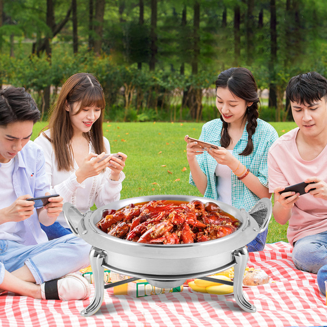 SOGA Stainless Steel Round Buffet Chafing Dish Cater Food Warmer Chafer with Glass Top Lid LUZ-ChafingDishSoupSilver