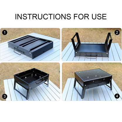 SOGA 2X 43cm Portable Folding Thick Box-type Charcoal Grill for Outdoor BBQ Camping LUZ-CharcoalBBQGrillBoxLGEX2