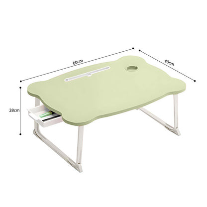 SOGA Green Portable Bed Table Adjustable Folding Mini Desk With Mini Drawer and Cup-Holder Home Decor LUZ-BedTableM668