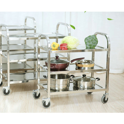 SOGA 2X 3 Tier 95x50x95cm Stainless Steel Kitchen Dinning Food Cart Trolley Utility Size Large LUZ-FoodCart1001X2