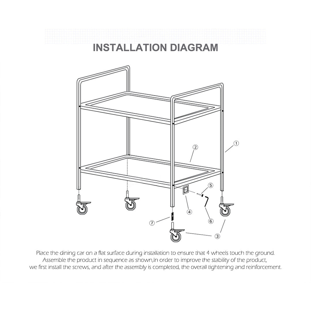 SOGA 2X 3 Tier 95x50x95cm Stainless Steel Kitchen Dinning Food Cart Trolley Utility Size Large LUZ-FoodCart1001X2