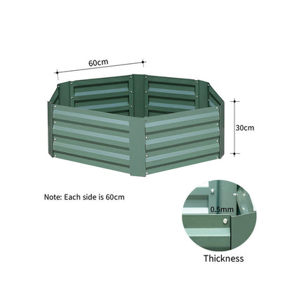 SOGA 2X 60cm Hexagon Shape Galvanised Raised Garden Bed Vegetable Herb Flower Outdoor Planter Box LUZ-MetalBGre520X2