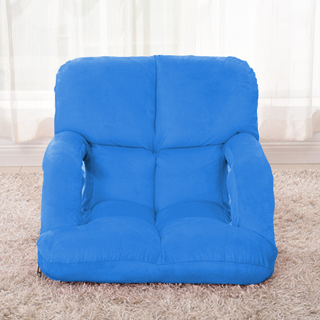 SOGA 2X Foldable Lounge Cushion Adjustable Floor Lazy Recliner Chair with Armrest Blue LUZ-LoungeKidBlueX2