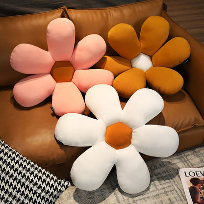 SOGA Coffee Daisy Flower Shape Cushion Soft Leaning Bedside Pad Floor Plush Pillow Home Decor LUZ-SCushion073