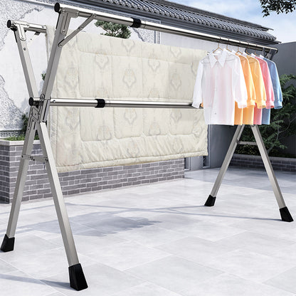 SOGA 2m Portable Standing Clothes Drying Rack Foldable Space-Saving Laundry Holder Indoor Outdoor LUZ-BSXG2509