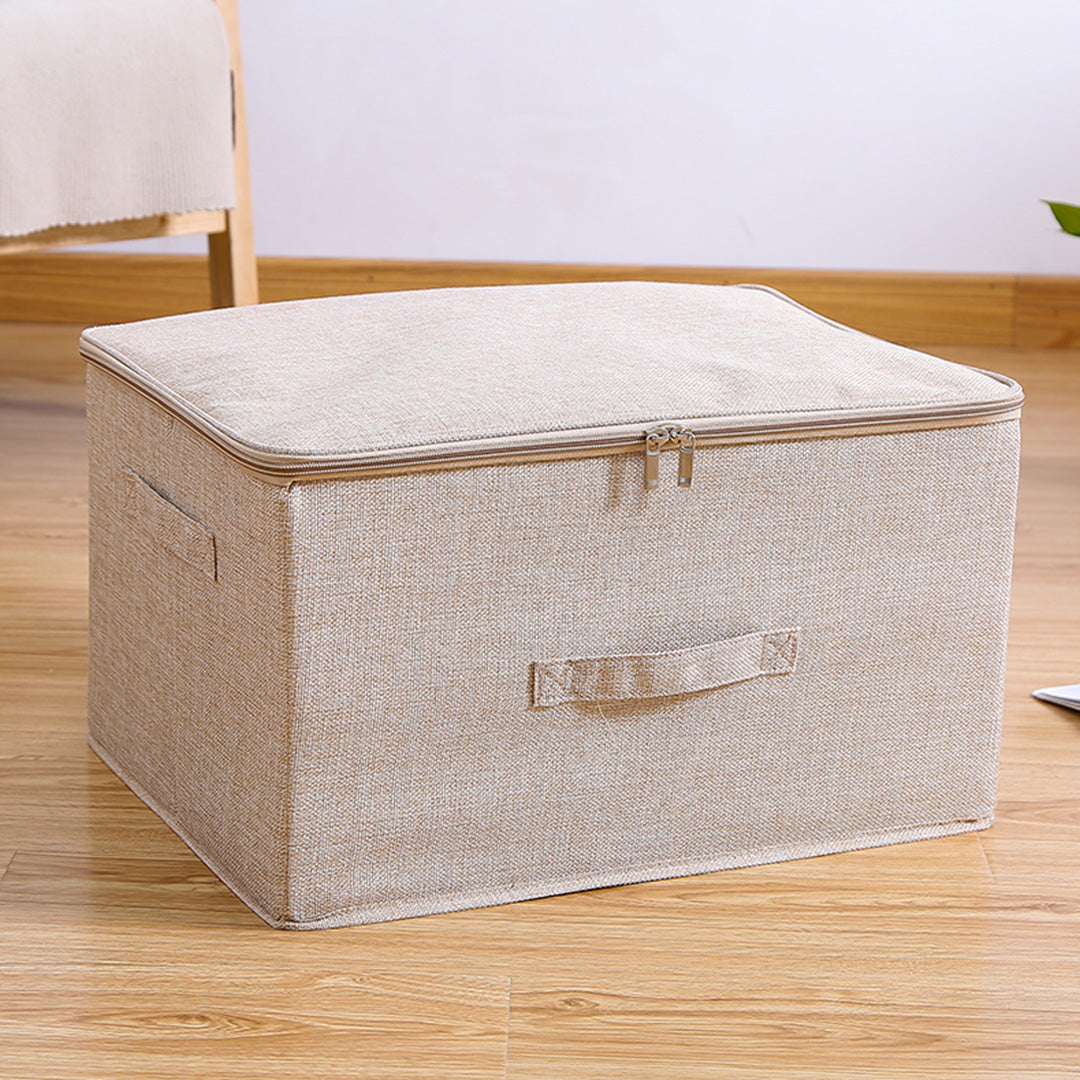 SOGA Beige Large Portable Double Zipper Storage Box Moisture Proof Clothes Basket Foldable Home Organiser LUZ-SBox024