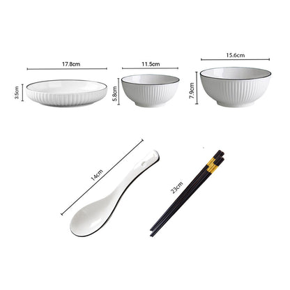 SOGA White Japanese Style Ceramic Dinnerware Crockery Soup Bowl Plate Server Kitchen Home Decor Set of 6 LUZ-BowlG003