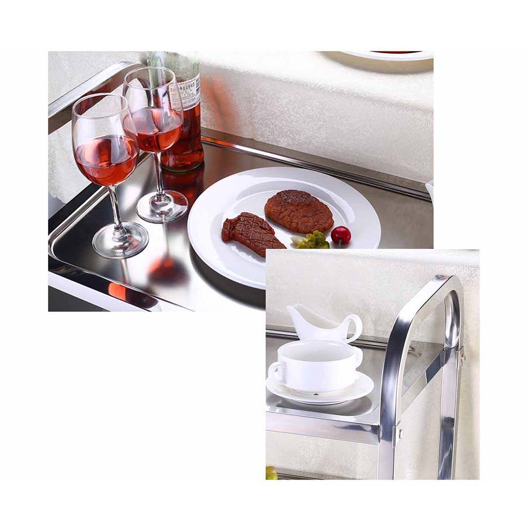 SOGA 2X 2 Tier 85x45x90cm Stainless Steel Kitchen Dining Food Cart Trolley Utility Medium LUZ-FoodCart1005X2