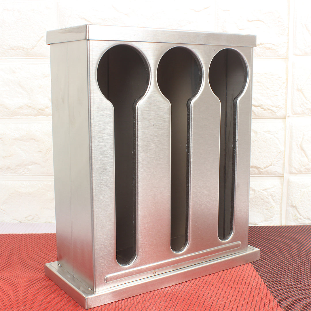 SOGA Stainless Steel Buffet Restaurant Spoon Utensil Holder Storage Rack 3 Holes LUZ-CutleryHolder4630