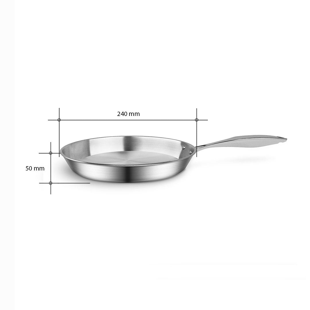 SOGA Stainless Steel Fry Pan 24cm Frying Pan Top Grade Induction Cooking FryPan LUZ-FryPanSS2862A24CM