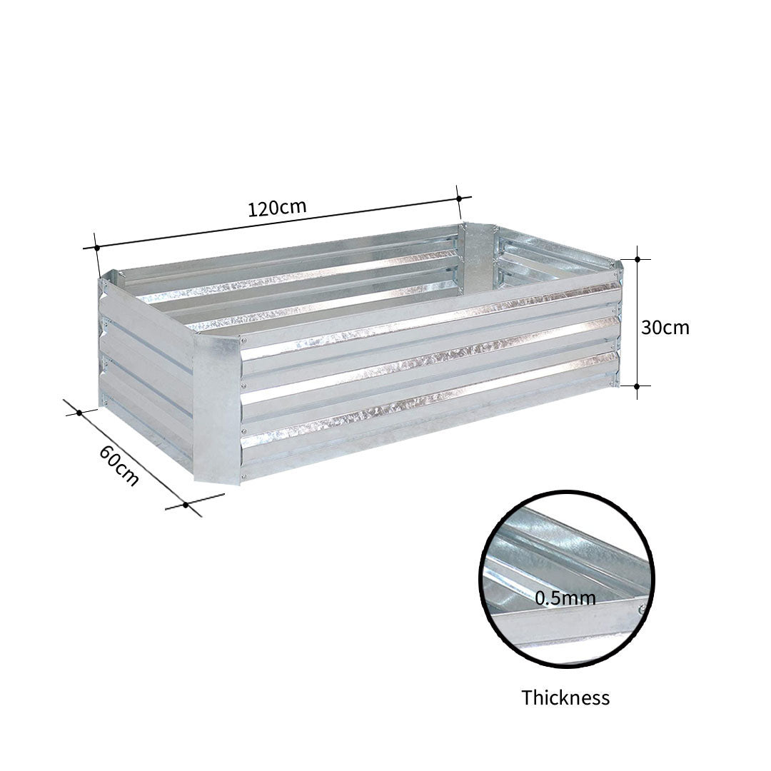 SOGA 120cm Rectangle Galvanised Raised Garden Bed Vegetable Herb Flower Outdoor Planter Box LUZ-MetalBSil518