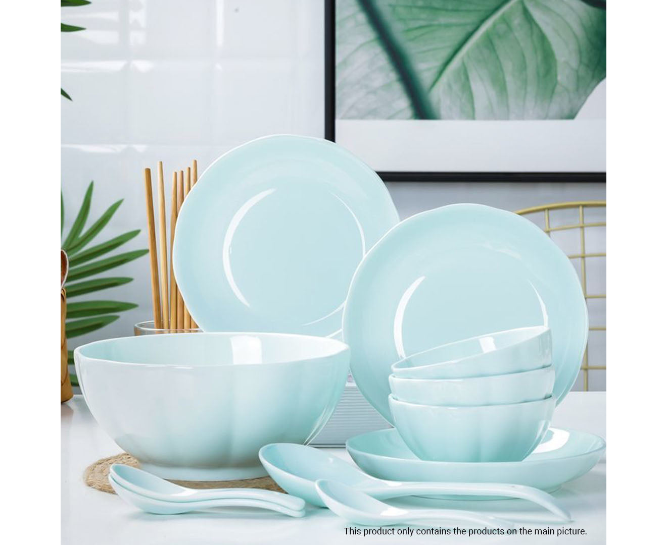 SOGA Light Blue Japanese Style Ceramic Dinnerware Crockery Soup Bowl Plate Server Kitchen Home Decor Set of 10 LUZ-BowlG438