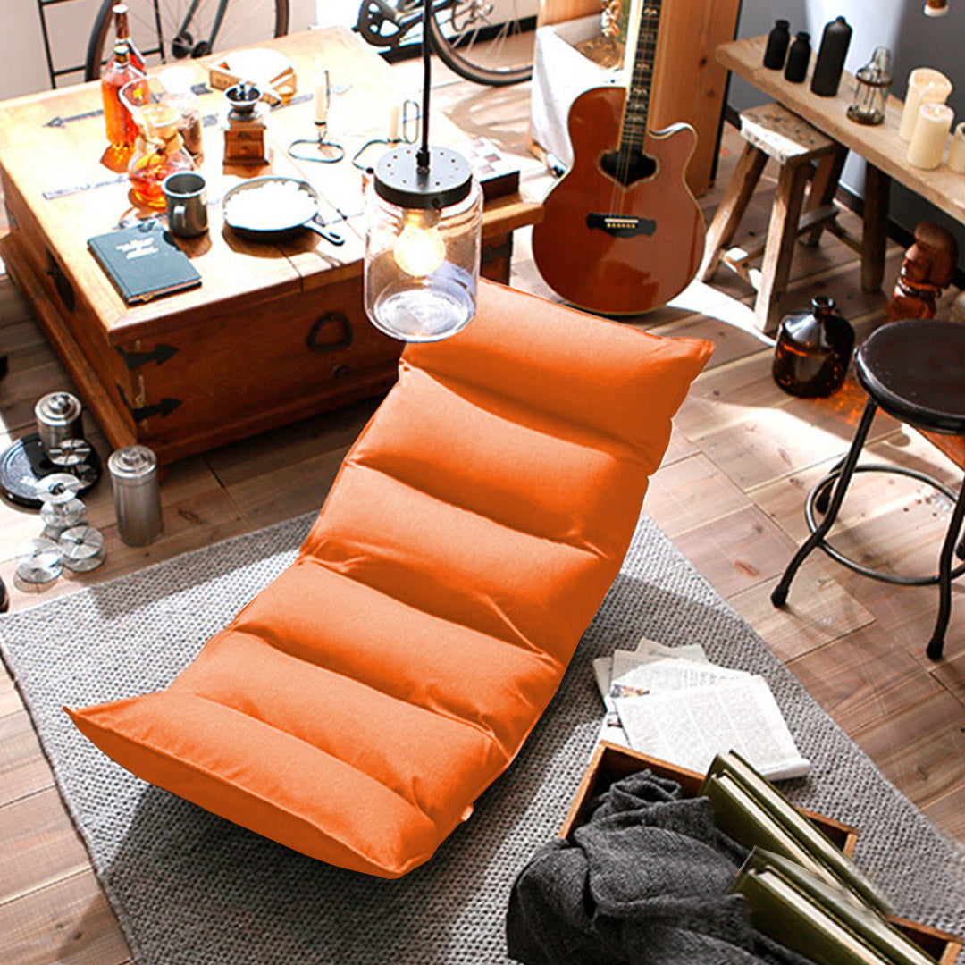 SOGA Foldable Tatami Floor Sofa Bed Meditation Lounge Chair Recliner Lazy Couch Orange LUZ-LoungeLeatherOrange