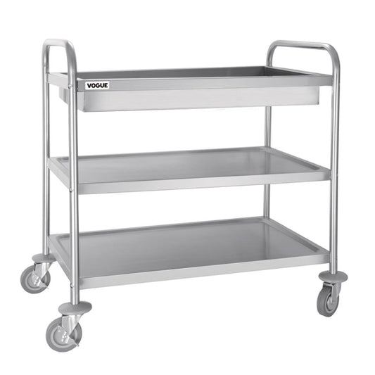 Vogue Stainless Steel 3 Tier Deep Tray Clearing Trolley PAS-CC365