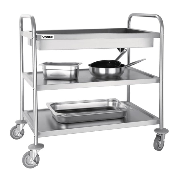 Vogue Stainless Steel 3 Tier Deep Tray Clearing Trolley PAS-CC365